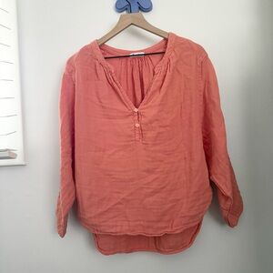 Free People CP Shades Small Swing Top Coral Orange Gauze Cotton Relaxed Boho